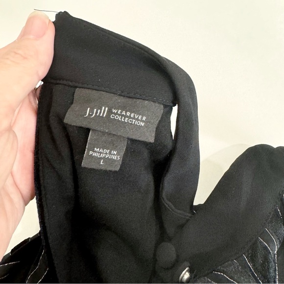 J. Jill Wearever Collection Dress Women's Large Velvet Sleeveless Striped Black - Picture 4 of 14